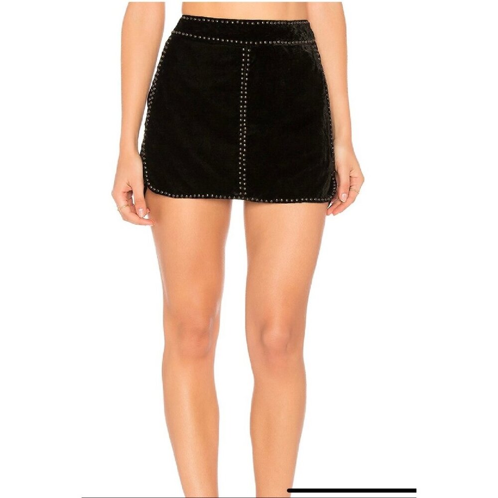 Revolve Saylor Levi Studded Velvet Mini Skirt Black Women’s Size S - Picture 2 of 8